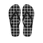 Light Grey And Black Buffalo Check Print Flip Flops