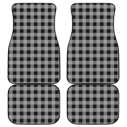 Light Grey And Black Buffalo Check Print Front and Back Car Floor Mats