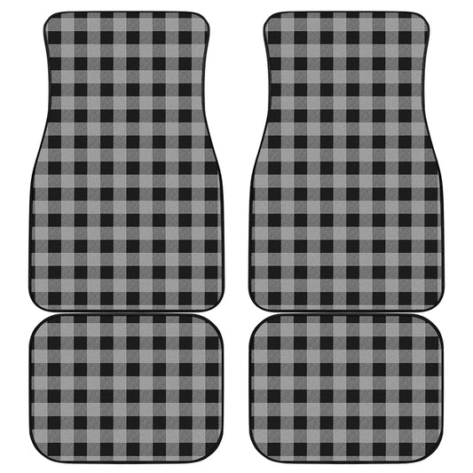 Light Grey And Black Buffalo Check Print Front and Back Car Floor Mats