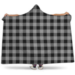 Light Grey And Black Buffalo Check Print Hooded Blanket