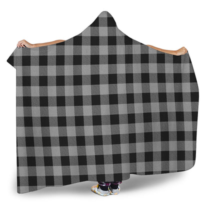 Light Grey And Black Buffalo Check Print Hooded Blanket