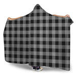 Light Grey And Black Buffalo Check Print Hooded Blanket
