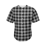 Light Grey And Black Buffalo Check Print Men's Baseball Jersey