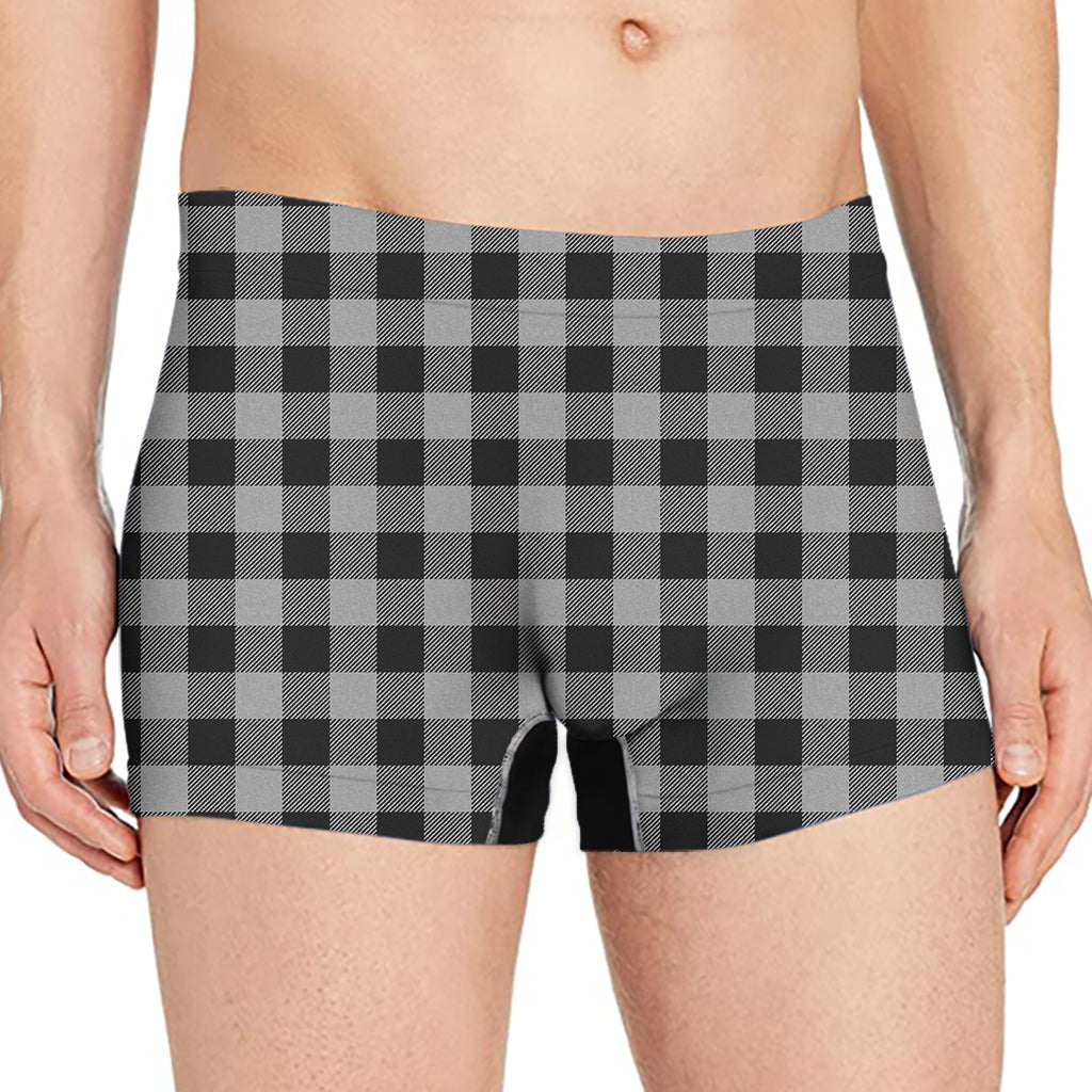 Light Grey And Black Buffalo Check Print Men's Boxer Briefs