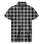 Light Grey And Black Buffalo Check Print Men's Short Sleeve Shirt