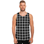 Light Grey And Black Buffalo Check Print Men's Tank Top