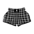 Light Grey And Black Buffalo Check Print Muay Thai Boxing Shorts