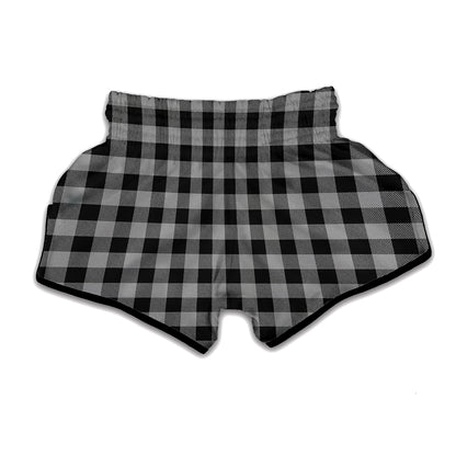 Light Grey And Black Buffalo Check Print Muay Thai Boxing Shorts