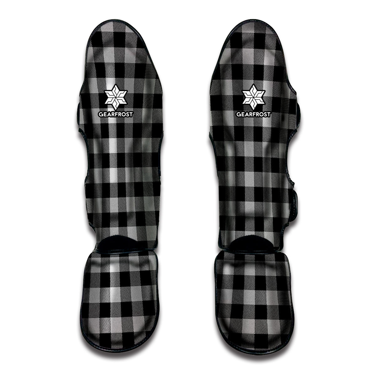 Light Grey And Black Buffalo Check Print Muay Thai Shin Guard