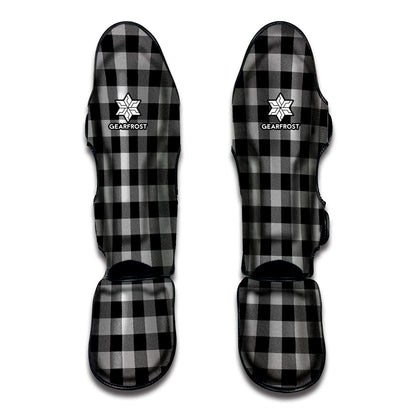 Light Grey And Black Buffalo Check Print Muay Thai Shin Guard
