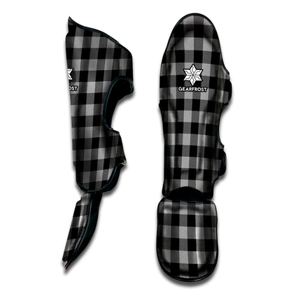 Light Grey And Black Buffalo Check Print Muay Thai Shin Guard