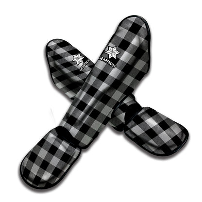 Light Grey And Black Buffalo Check Print Muay Thai Shin Guard