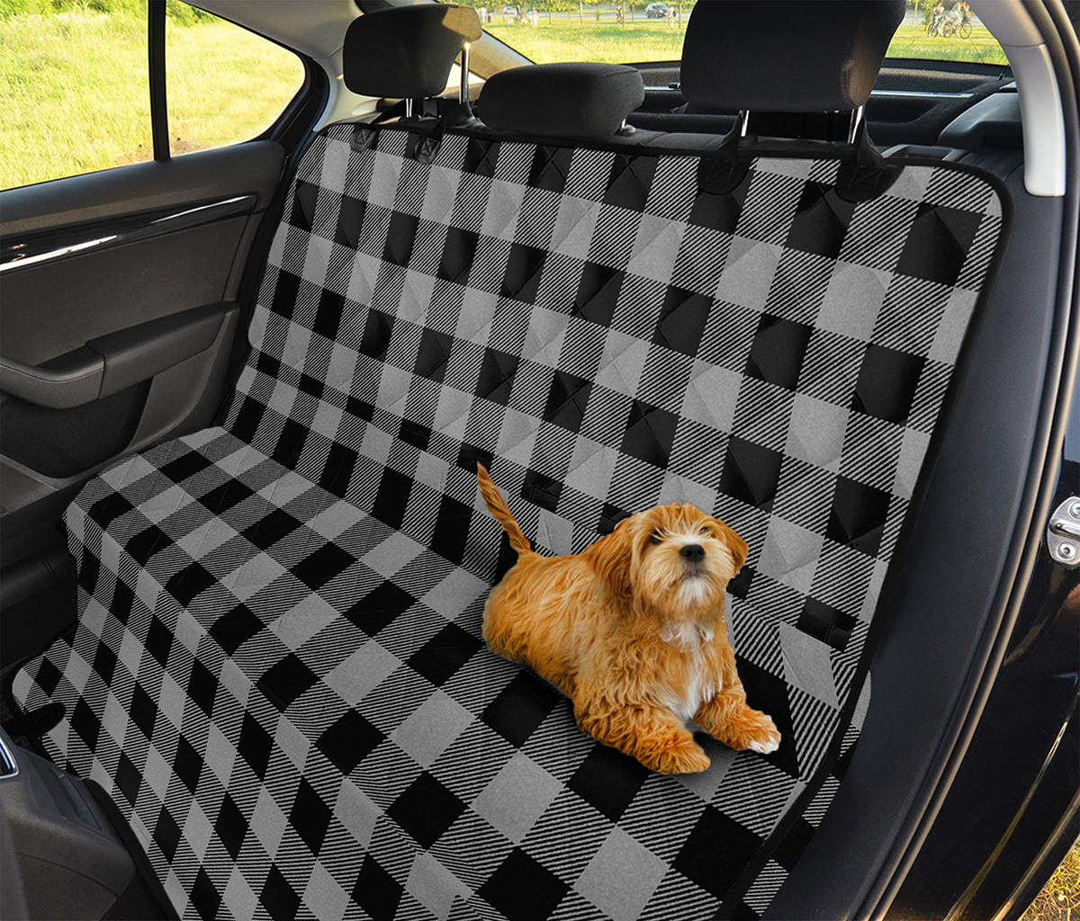 Light Grey And Black Buffalo Check Print Pet Car Back Seat Cover