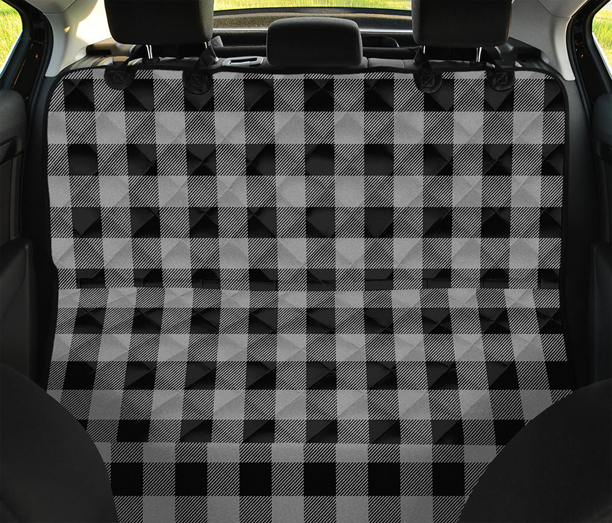 Light Grey And Black Buffalo Check Print Pet Car Back Seat Cover