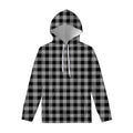 Light Grey And Black Buffalo Check Print Pullover Hoodie