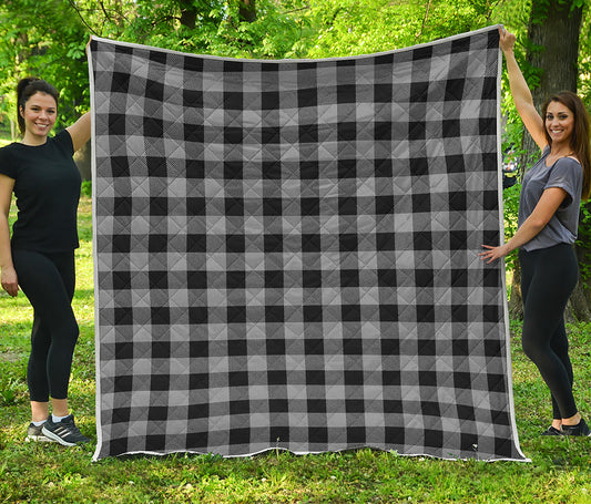 Light Grey And Black Buffalo Check Print Quilt