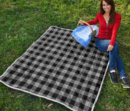Light Grey And Black Buffalo Check Print Quilt