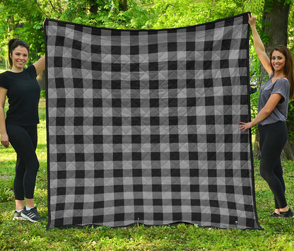 Light Grey And Black Buffalo Check Print Quilt