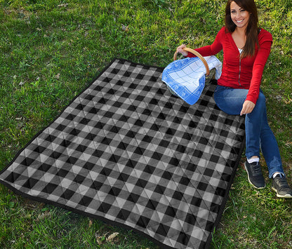 Light Grey And Black Buffalo Check Print Quilt