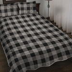 Light Grey And Black Buffalo Check Print Quilt Bed Set