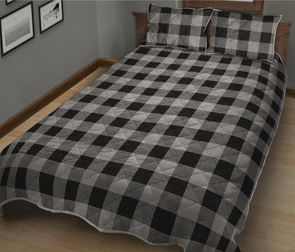 Light Grey And Black Buffalo Check Print Quilt Bed Set