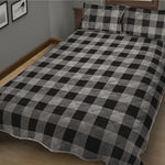 Light Grey And Black Buffalo Check Print Quilt Bed Set