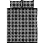 Light Grey And Black Buffalo Check Print Quilt Bed Set