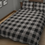 Light Grey And Black Buffalo Check Print Quilt Bed Set