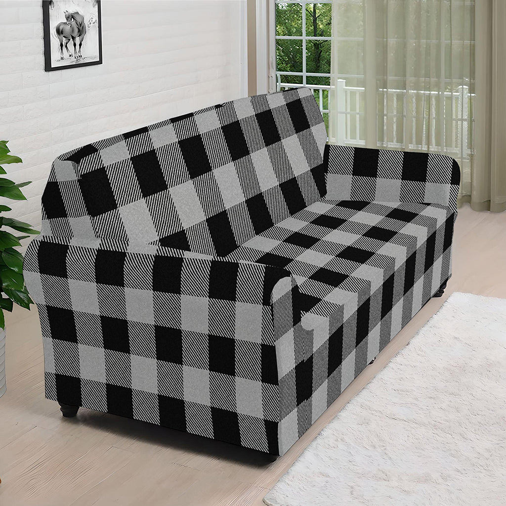 Light Grey And Black Buffalo Check Print Sofa Cover