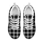 Light Grey And Black Buffalo Check Print White Sneakers