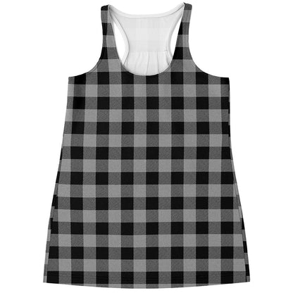 Light Grey And Black Buffalo Check Print Women's Racerback Tank Top
