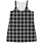 Light Grey And Black Buffalo Check Print Women's Racerback Tank Top