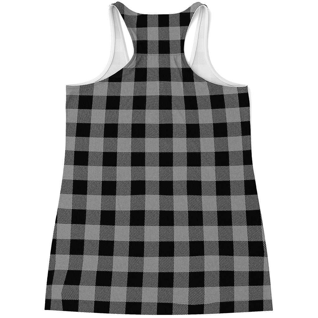 Light Grey And Black Buffalo Check Print Women's Racerback Tank Top