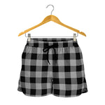 Light Grey And Black Buffalo Check Print Women's Shorts
