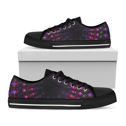 Light Mandala Print Black Low Top Shoes 