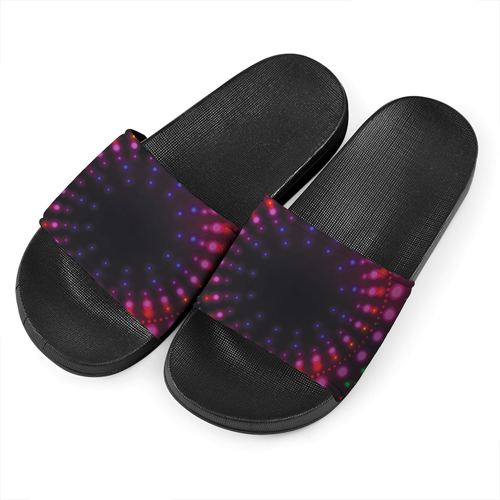 Light Mandala Print Black Slide Sandals
