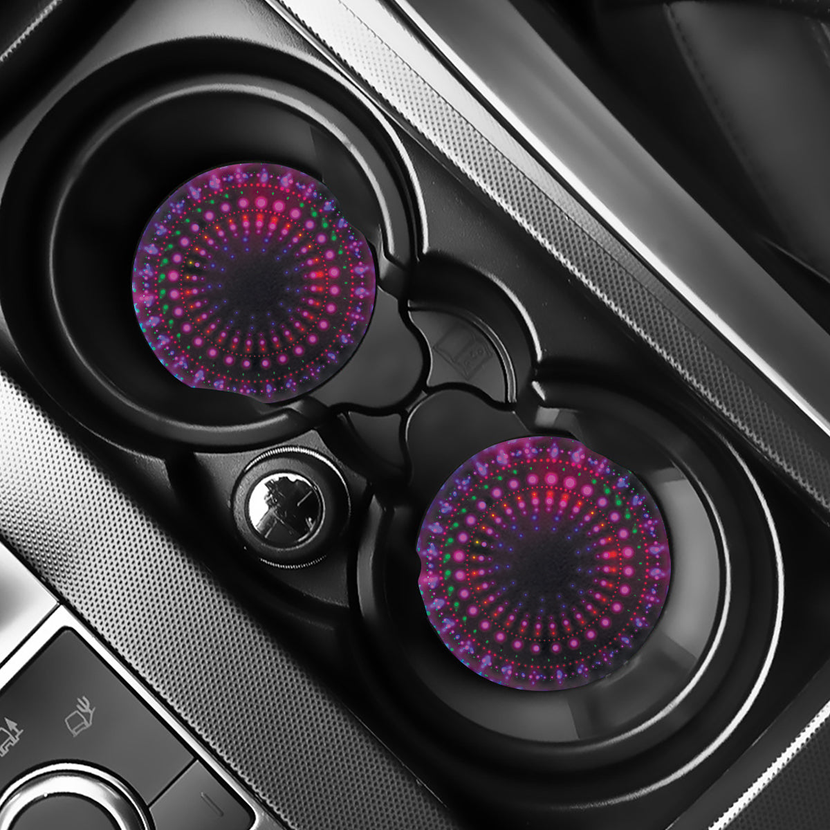 Light Mandala Print Car Coasters