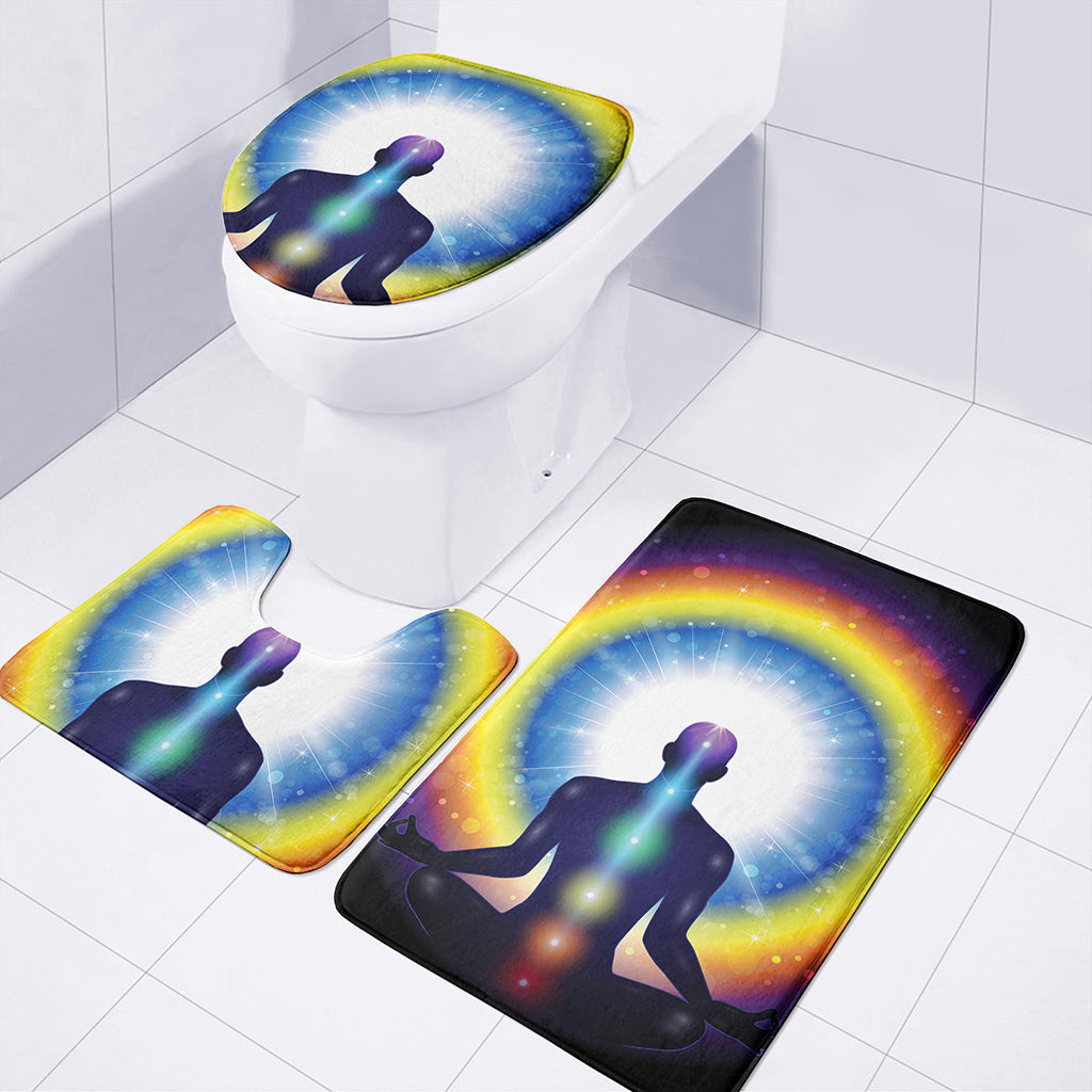 Light Of Seven Chakras Print 3 Piece Bath Mat Set