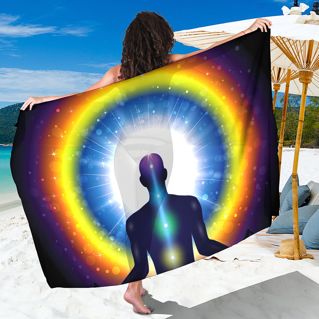 Light Of Seven Chakras Print Beach Sarong Wrap