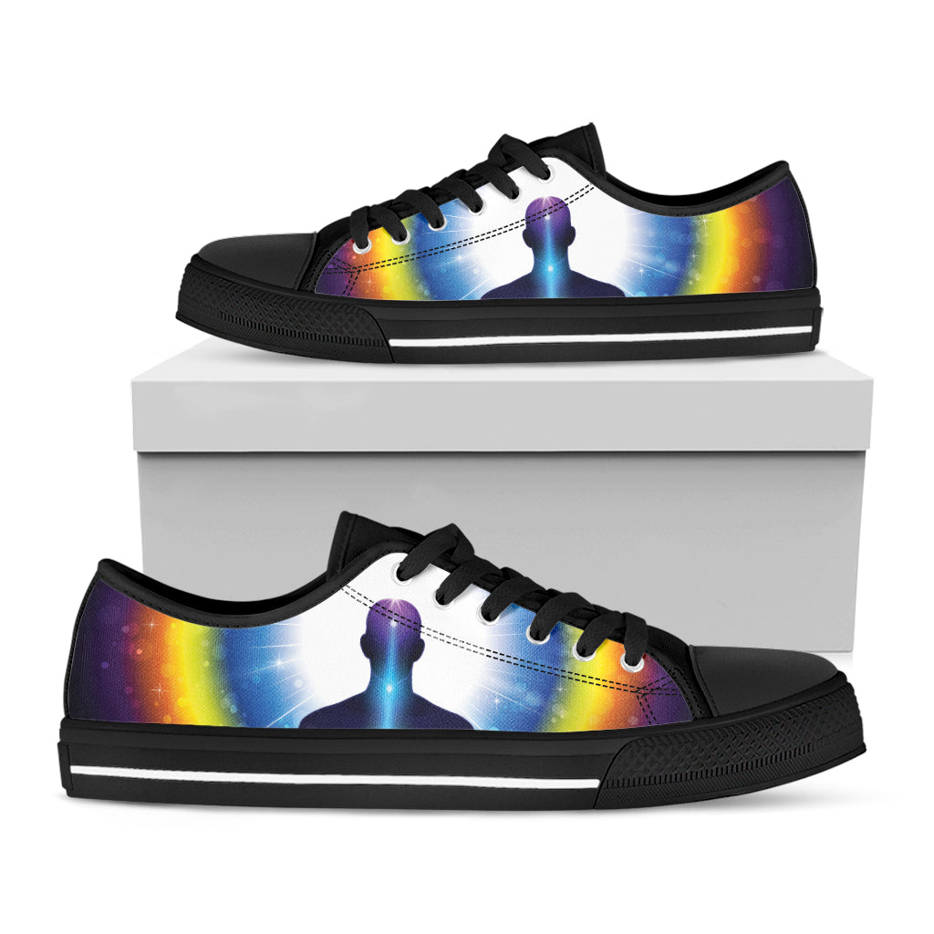 Light Of Seven Chakras Print Black Low Top Shoes 