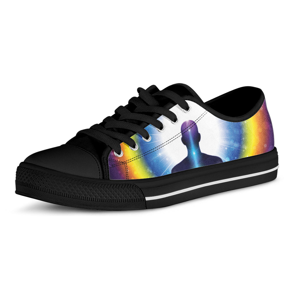 Light Of Seven Chakras Print Black Low Top Shoes 