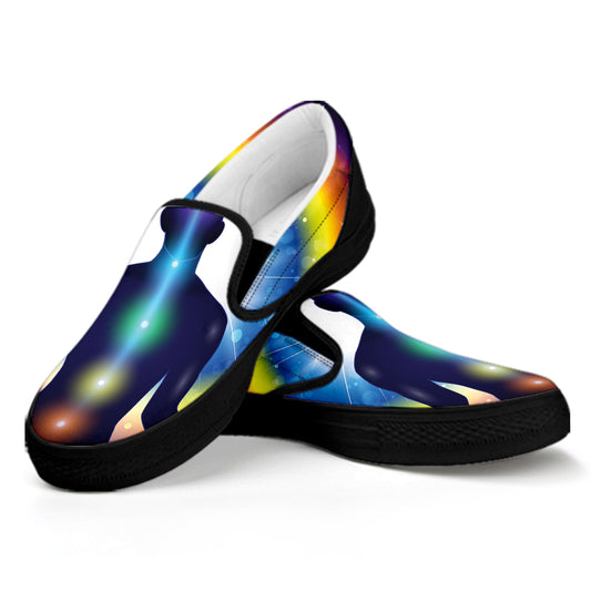 Light Of Seven Chakras Print Black Slip On Shoes