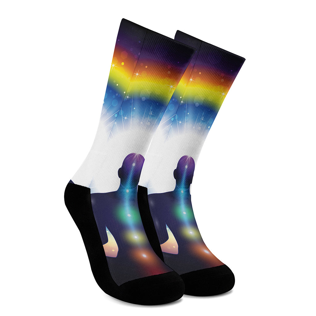 Light Of Seven Chakras Print Crew Socks