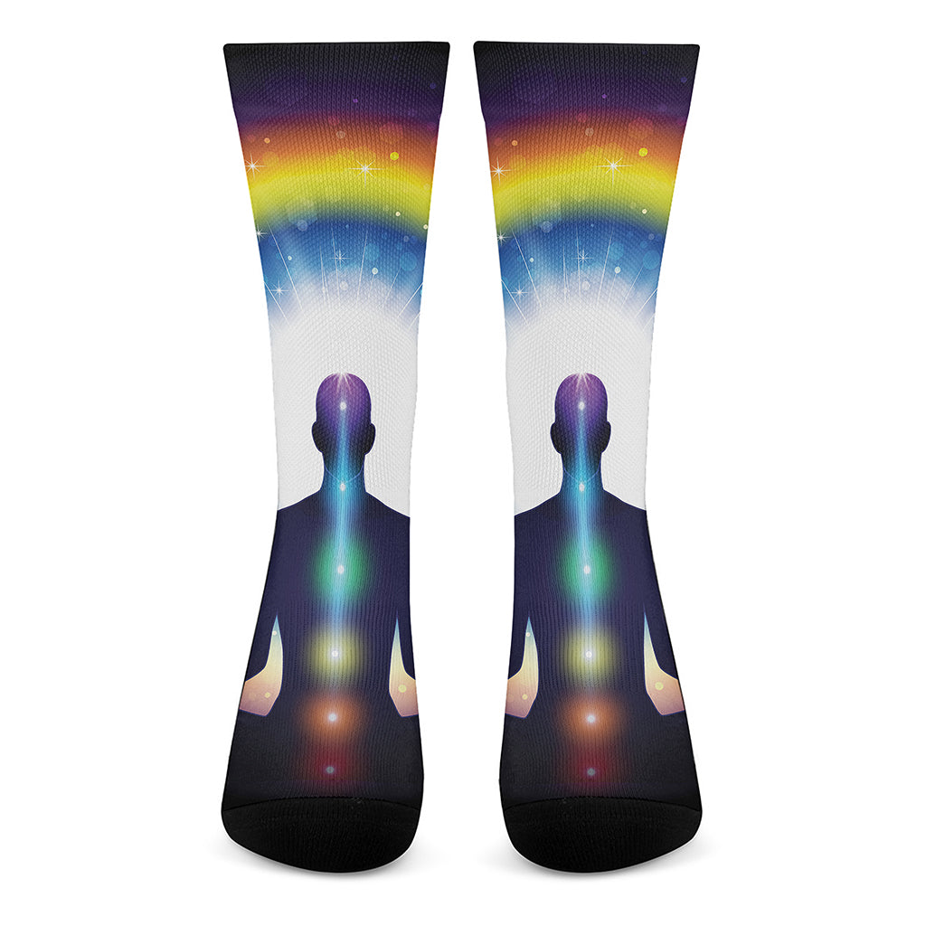 Light Of Seven Chakras Print Crew Socks