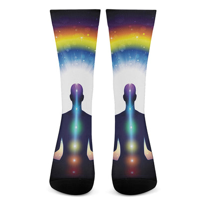 Light Of Seven Chakras Print Crew Socks