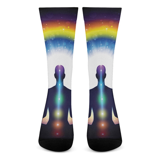 Light Of Seven Chakras Print Crew Socks