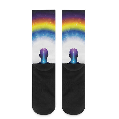 Light Of Seven Chakras Print Crew Socks