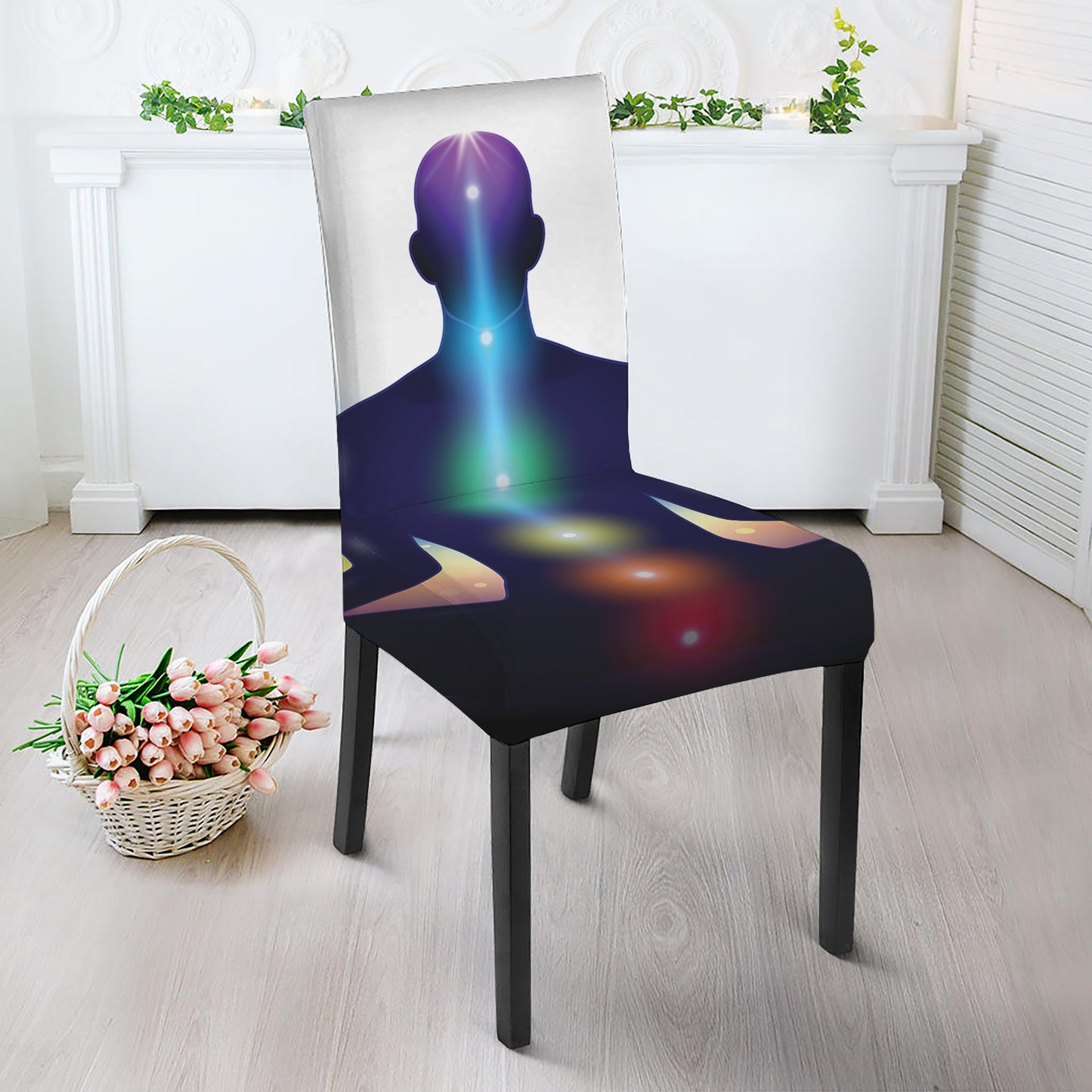 Light Of Seven Chakras Print Dining Chair Slipcover