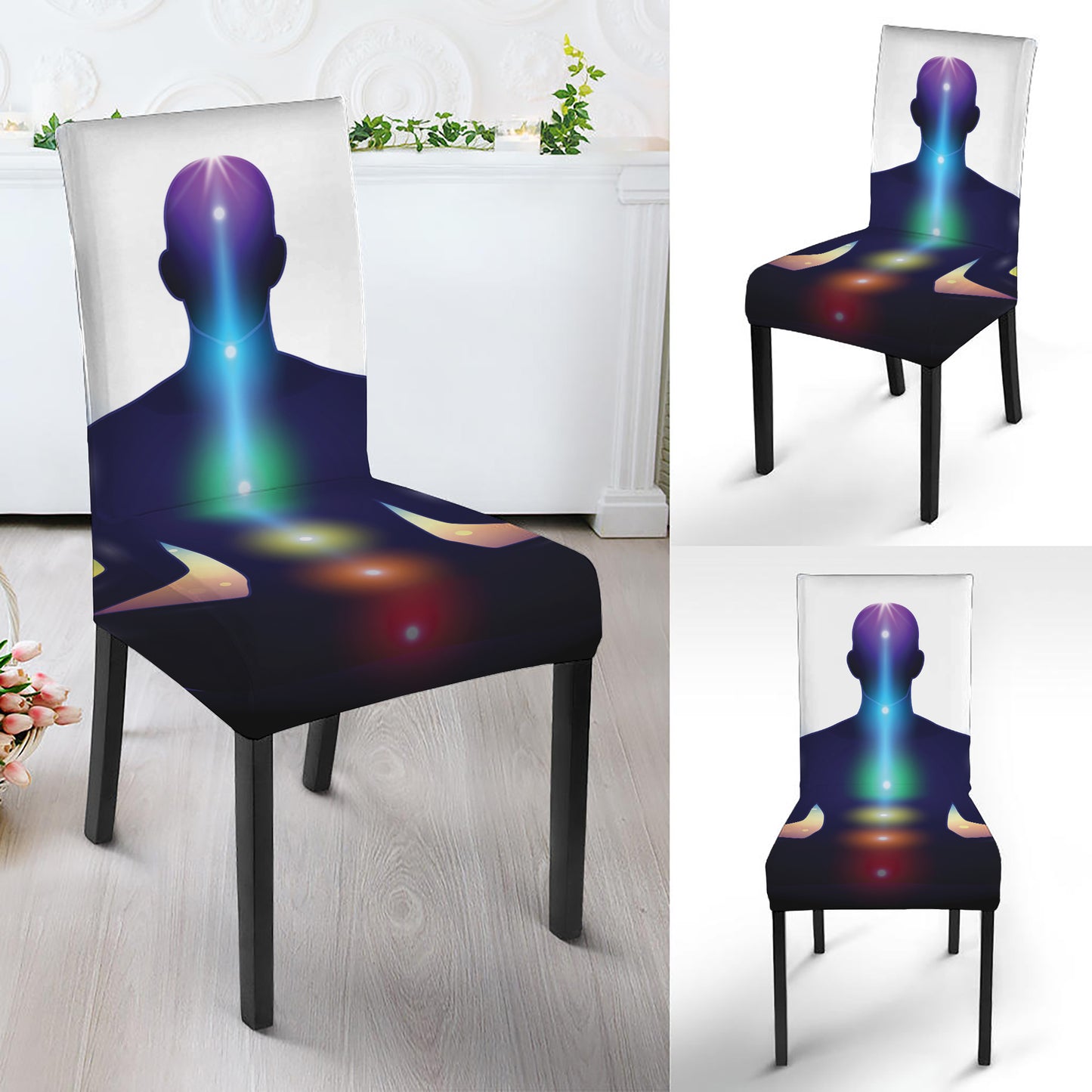 Light Of Seven Chakras Print Dining Chair Slipcover