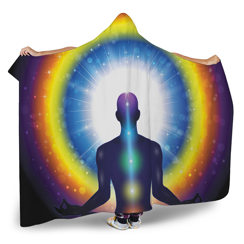 Light Of Seven Chakras Print Hooded Blanket